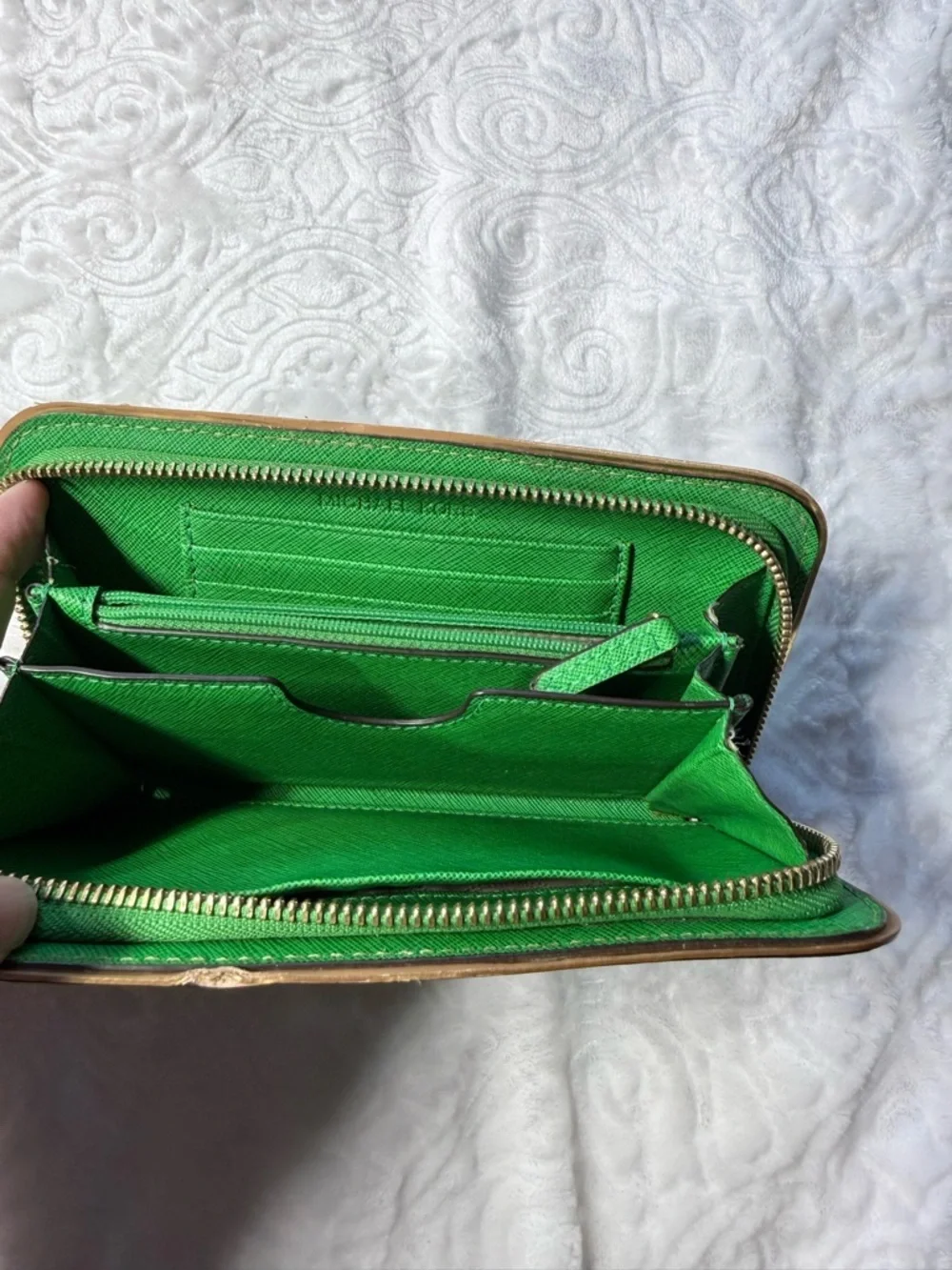 Michael Kors Wallet Bundle Green Zip Around & Red Wristlet Wallet
